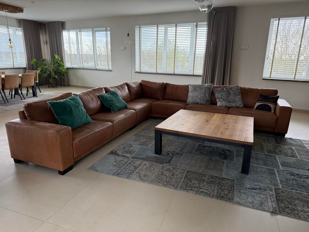 Comfortabele leren bankstelset met 2 fauteuils, Ophalen, Zo goed als nieuw, Leer, 75 tot 100 cm