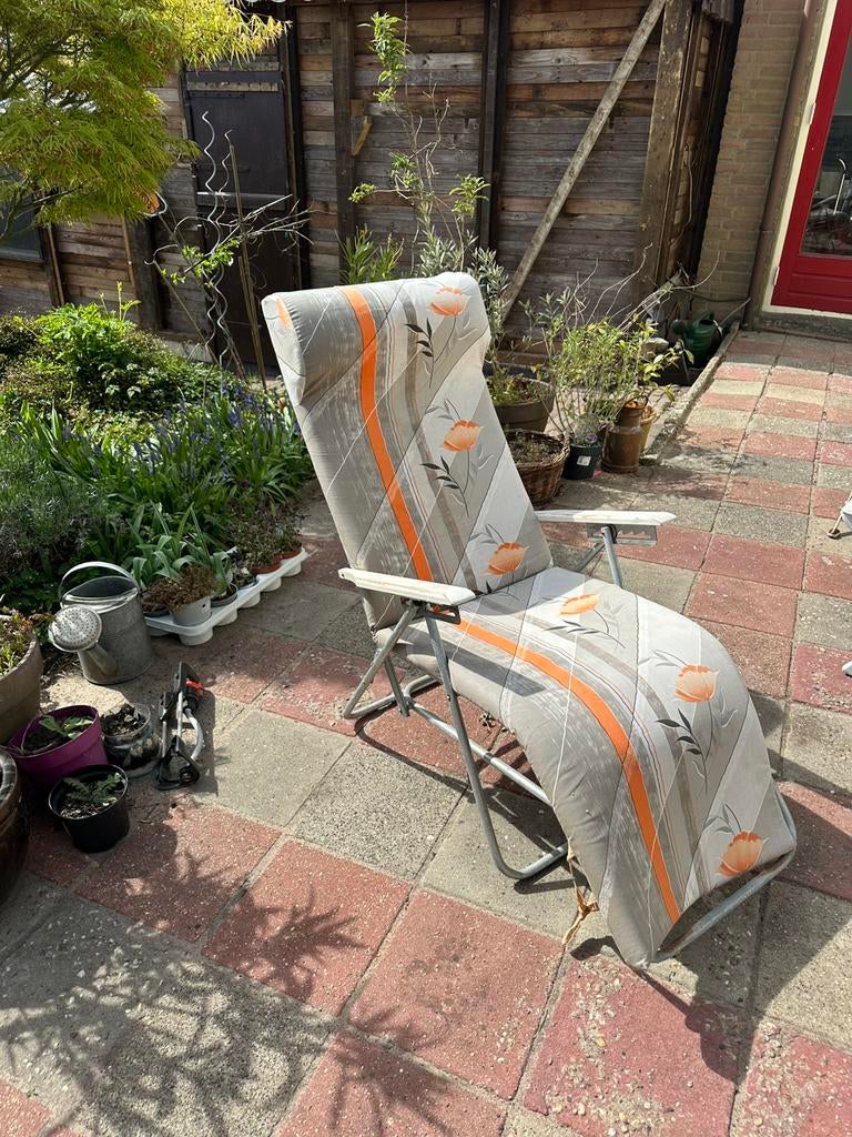 Rinco vintage midcentury ligstoel 1970, Tuin en Terras, Tuinstoelen, Ophalen of Verzenden, Gebruikt, Aluminium, Inklapbaar