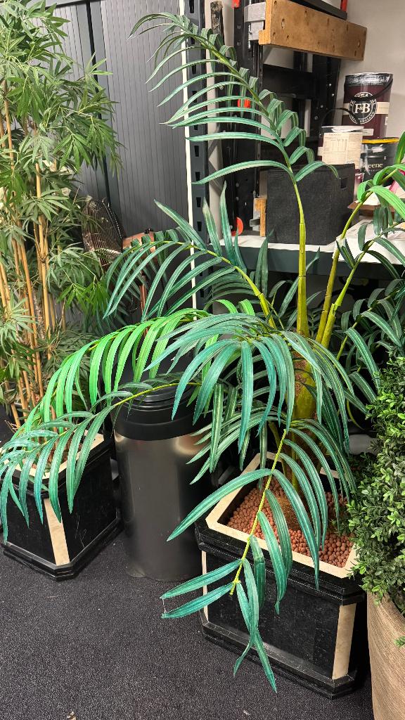 Kunstplanten in mooie marmeren plantenbakken, Tuin en Terras, Ophalen, Overige materialen, 100 cm of meer, Zo goed als nieuw