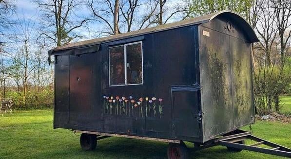 Pipowagen, keet, schaftwagen 2.50x4.50, Ophalen, Gebruikt