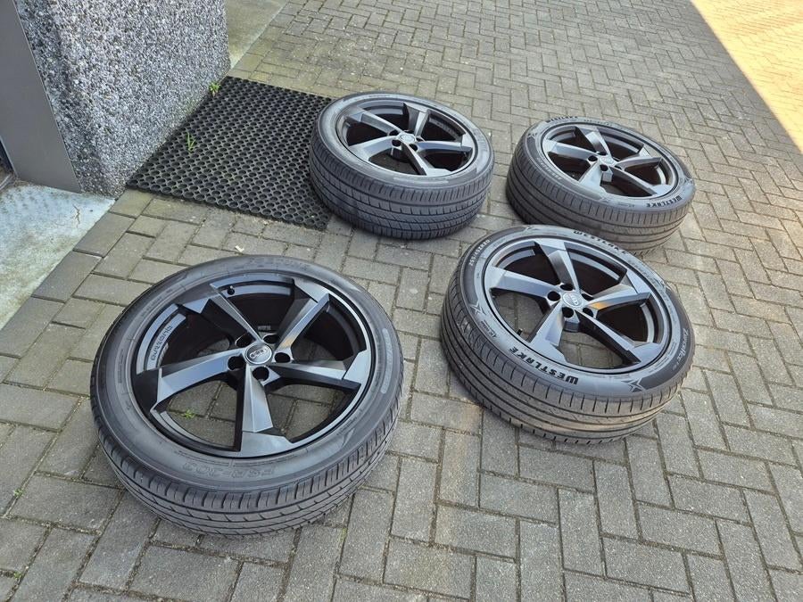 4 velgen Audi VW  20" Rotor banden 255/45/20, Ophalen, Gebruikt, 255 mm, Banden en Velgen