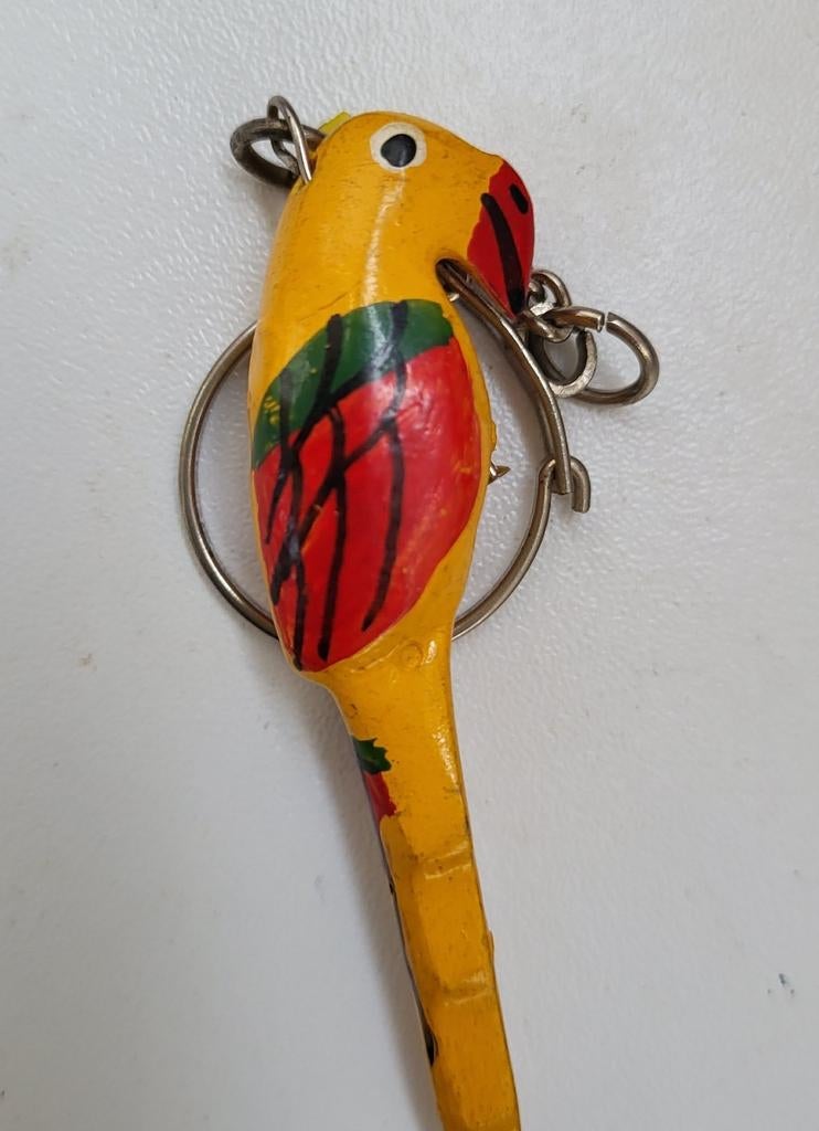 Leuke houten papegaai sleutelhanger, Ophalen of Verzenden, Gebruikt, Dier of Natuur