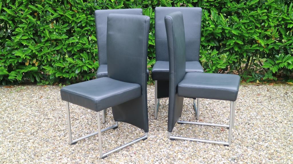 Rolf Benz leren stoelen. Model 7400., Huis en Inrichting, Zwart, Leer, Ophalen of Verzenden, Zo goed als nieuw