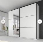 Witte kledingkast Samantha met schuifdeuren en spiegel, Ophalen, Overige materialen, Met deur(en), 200 cm of meer