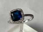 Zilveren ring Saffier en Topaas, Sieraden, Tassen en Uiterlijk, Ringen, Verzenden, Dame, Zilver, Kleiner dan 17