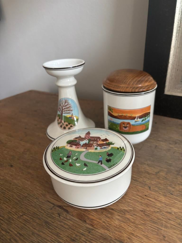 Villeroy & Boch Naif potje, kandelaartje en doosje, Overige typen, Ophalen of Verzenden, Zo goed als nieuw, Overige stijlen
