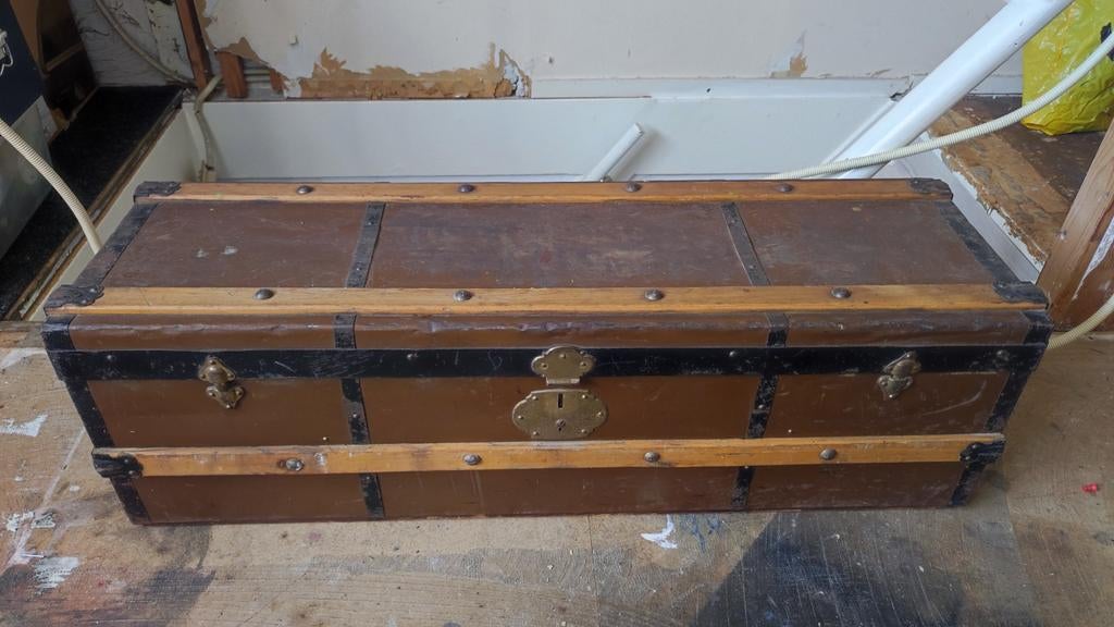 Scheepskist met koperen beplating, Minder dan 50 cm, Gebruikt, 50 tot 100 cm, Ophalen of Verzenden