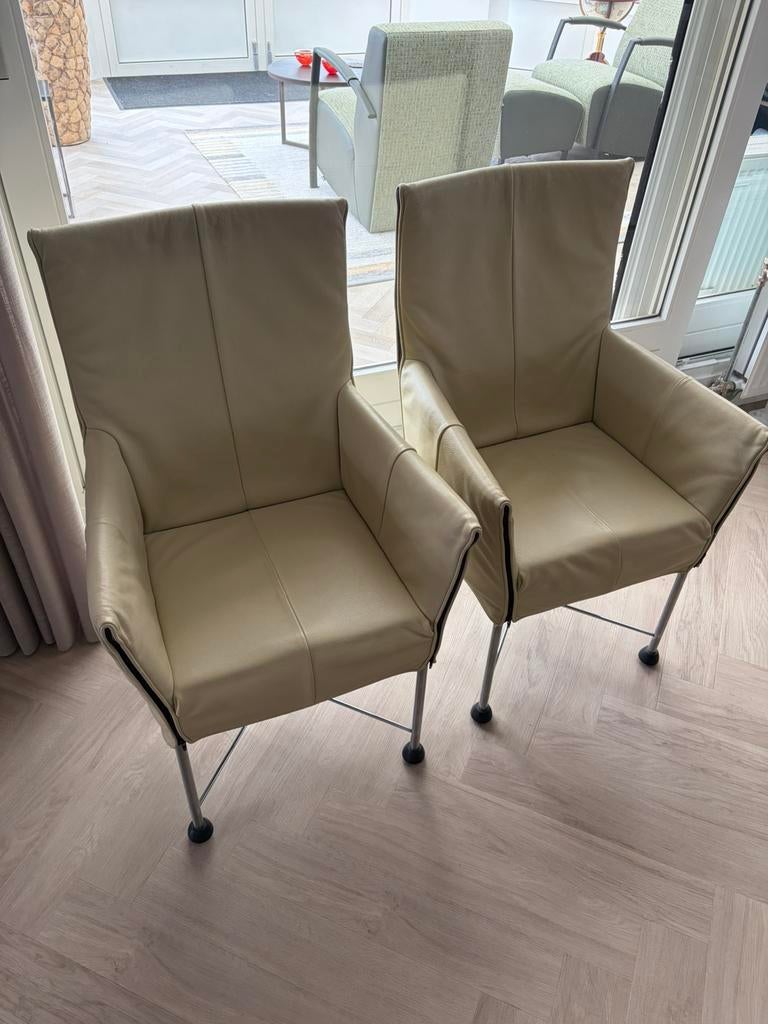 4 originele Montis Chaplin stoelen - vanille kleur, Ophalen, Overige kleuren, Leer, Zo goed als nieuw