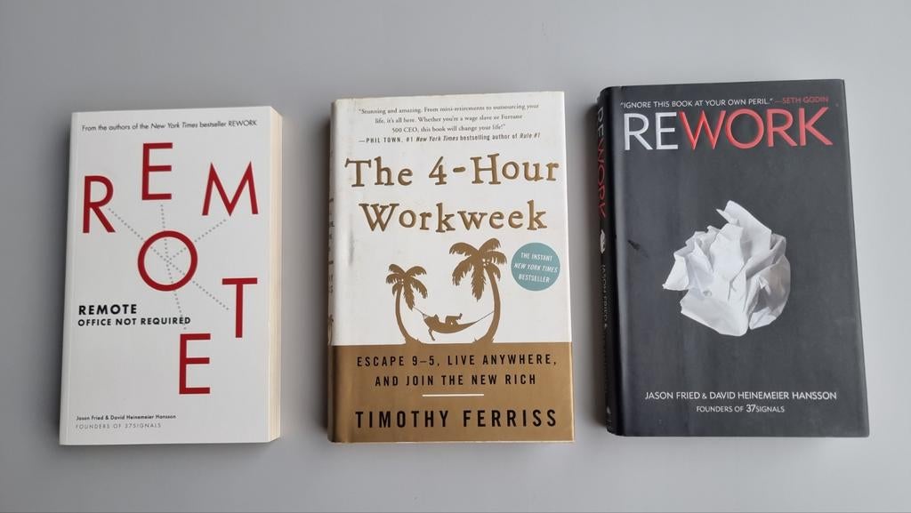 3 boeken voor ondernemers: 4-Hour Workweek, Remote, Rework, Ophalen of Verzenden, Gelezen