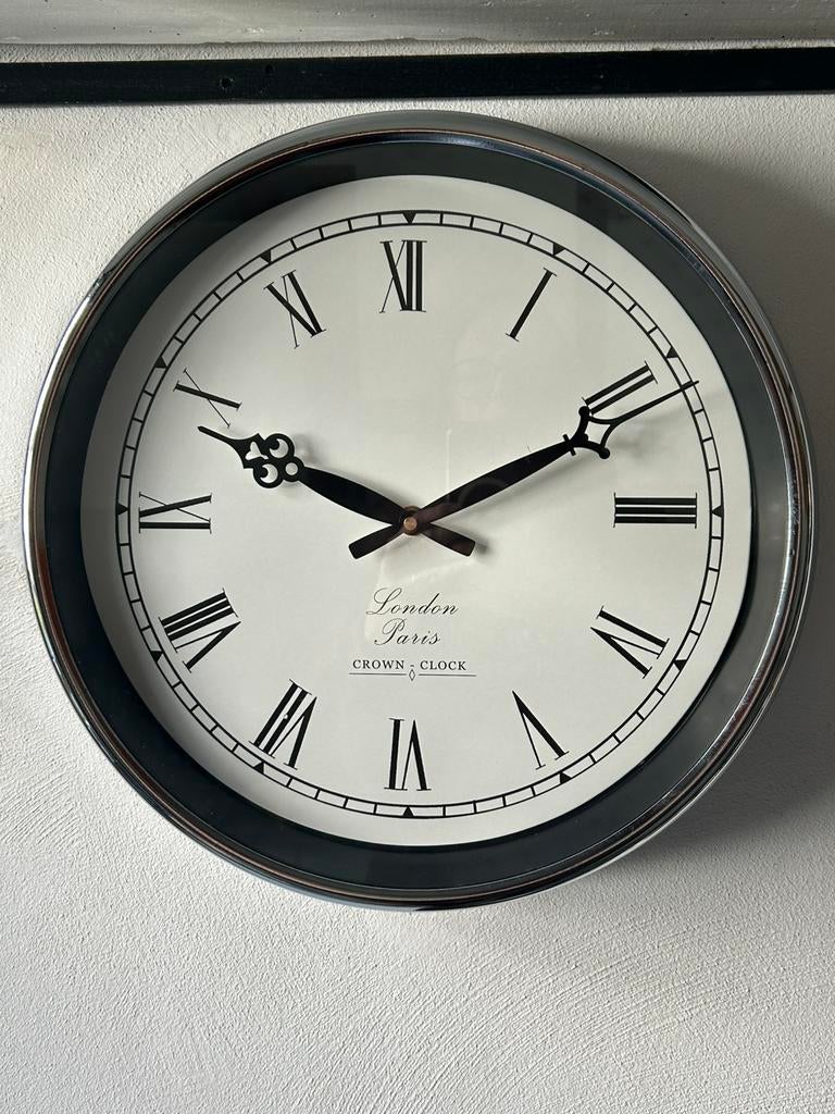 Wandklok London Paris diameter 39 cm, Huis en Inrichting, Woonaccessoires | Klokken, Ophalen, Gebruikt, Wandklok