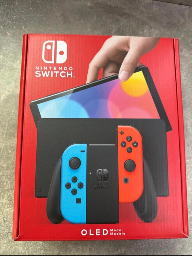 Nintendo Switch OLED Blauw-Rood, Ophalen, Zo goed als nieuw, Met 2 controllers, Switch OLED