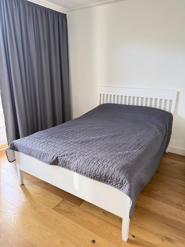 IDANÄS Bedframe & VESTERÖY Pocketveringmatras 140 x 200, Ophalen, Wit, Tweepersoons, 140 cm