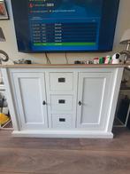 Mooie witte dressoir kast met houten blad, Ophalen, Gebruikt, 100 tot 150 cm, Landelijk