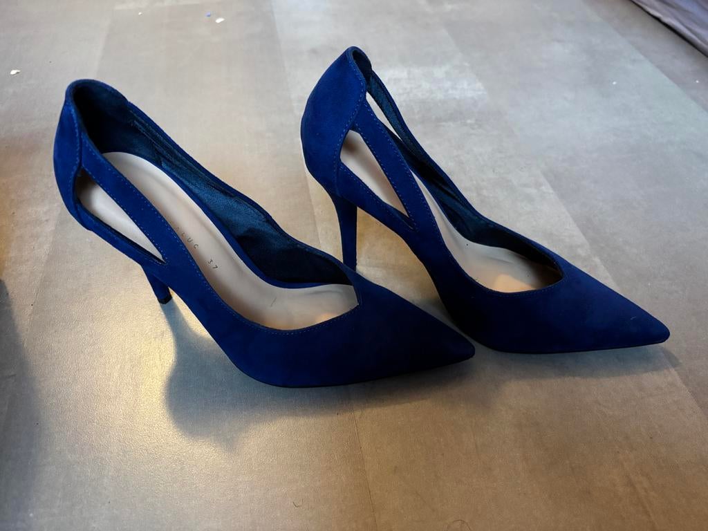 Zara donkerblauwe pumps met 11cm hak, maat 37, Ophalen of Verzenden, Zo goed als nieuw, Blauw, Pumps