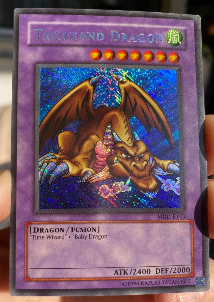Yu-Gi-Oh! Thousand Dragon MRD Old Reverse Foil Misprint !, Ophalen of Verzenden, Gebruikt, Losse kaart, Foil