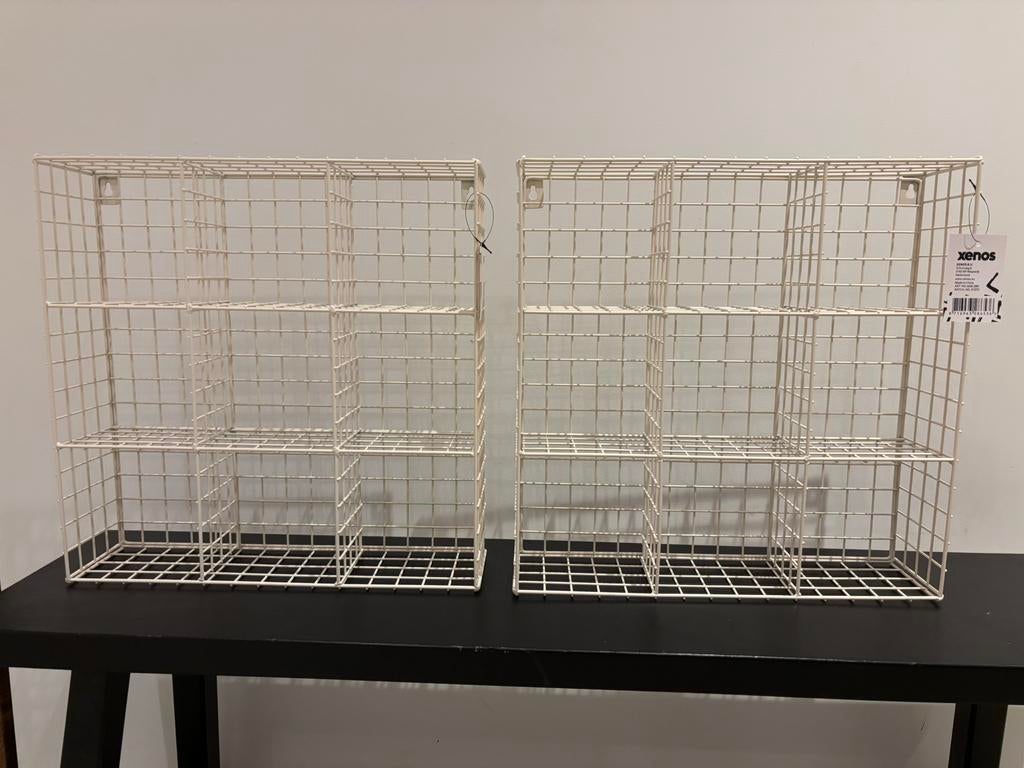 2 stuks - 9-vaks draad wandrek, Beige, Metaal, Industrieel, 40 cm