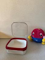 TUPPERTOP voorraadbak vierkant doorzichtig deksel TUPPERWARE, Ophalen of Verzenden, Gebruikt, Rood, Bak of Kom