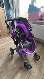 Luxe poppenwagen paars/zwart - Zo goed als nieuw, Ophalen, Zo goed als nieuw, Babypop