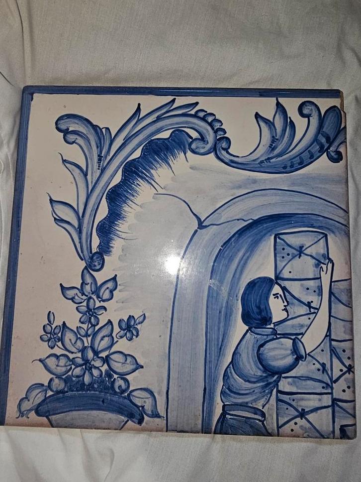 Set van 2 Delfts Blauwe Tegels: Ambacht en Ornament, Antiek en Kunst, Antiek | Wandborden en Tegels, Ophalen of Verzenden