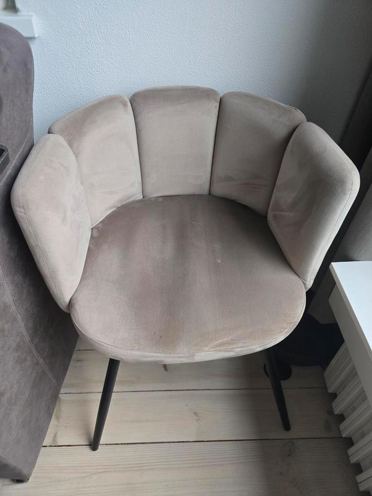 Mooie beige eetkamerstoel, Huis en Inrichting, Stoelen, Gebruikt, Eén, Metaal, Stof, Overige kleuren, Ophalen