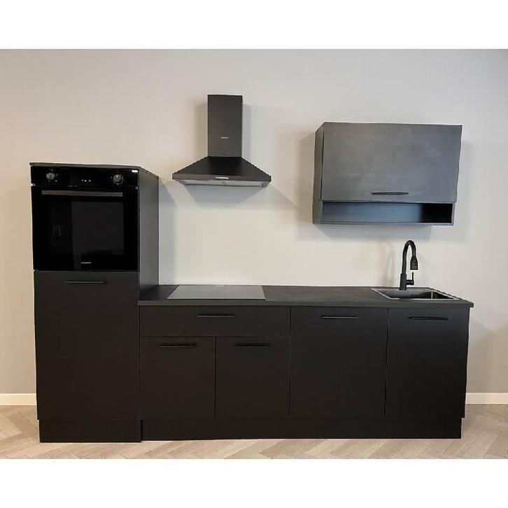 Nieuwe keuken compleet met apparatuur zwart 260cm breed, Huis en Inrichting, Keuken | Complete keukens, Nieuw, Enkelwandige keuken