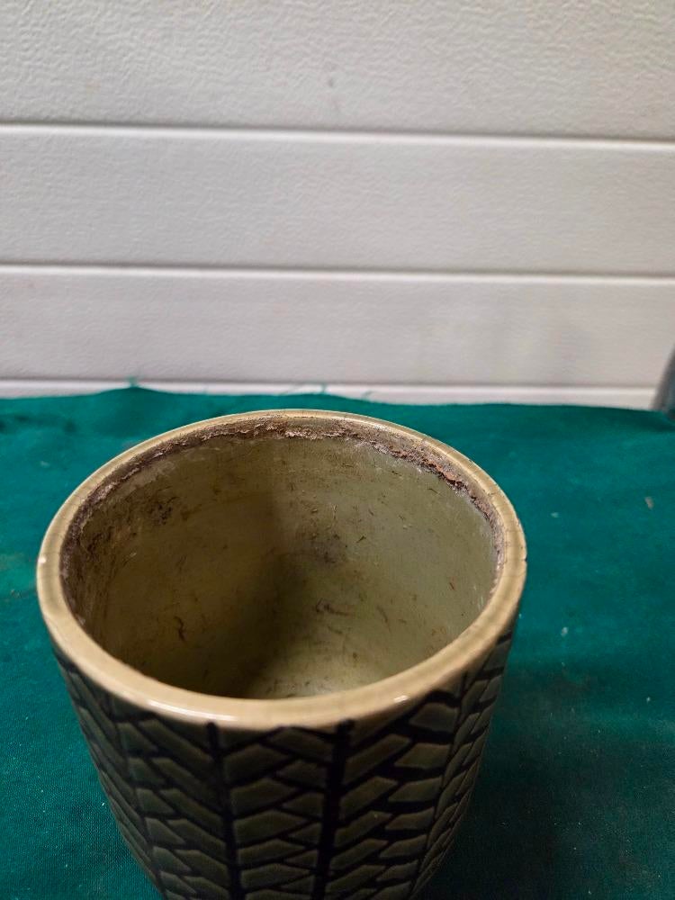 bloempot vintage groen visgraad, Ophalen of Verzenden, 'T Olde Gre-j, Info@toldegrej.nl, Endepoelstraat 20f Didam
