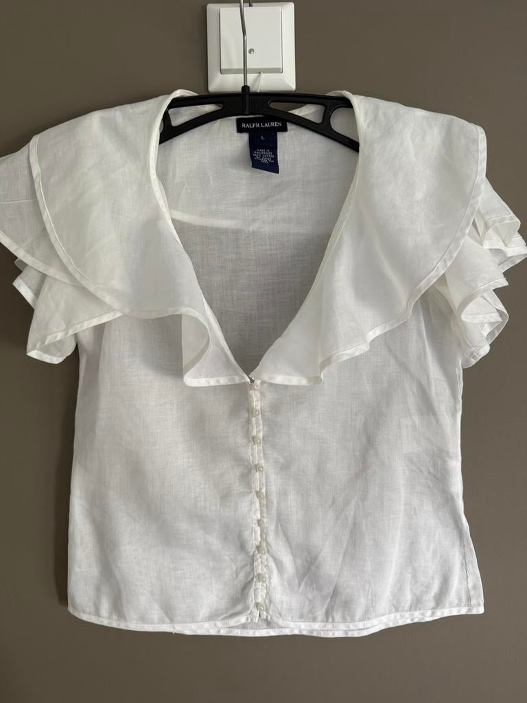 100% katoen witte blouse van Ralph Lauren in maat 146, Kinderen en Baby's, Kinderkleding | Maat 146, Verzenden, Zo goed als nieuw