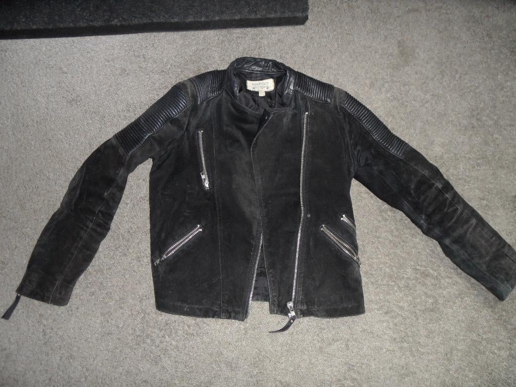 Sportief zwart, varkensleren jasje van Mango, maat M, Maat 38/40 (M), Mango, Zwart, Ophalen of Verzenden