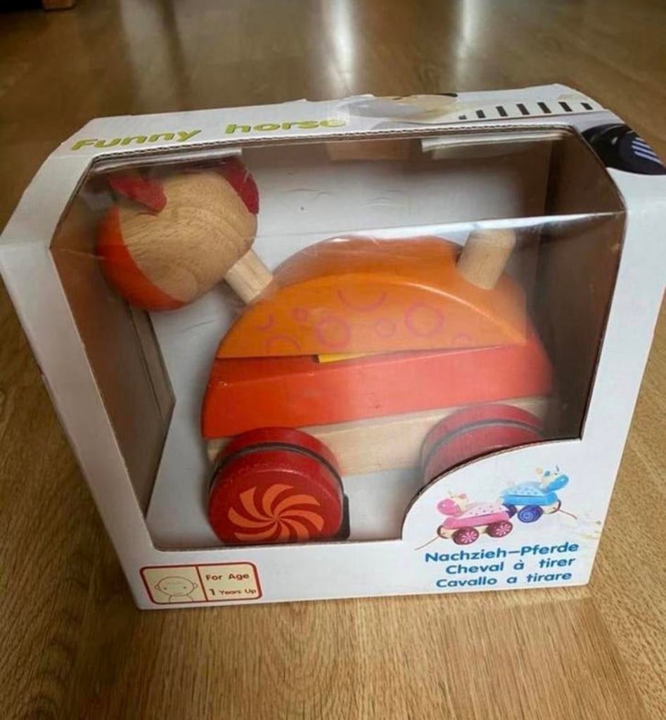 Houten trekpaardje - Cavallo a tirare - SanToys, Ophalen of Verzenden, Nieuw, Duw- of Trekspeelgoed