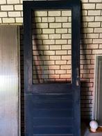 Houten buiten schuifdeur met ophangsysteem, Ophalen, Gebruikt, 80 tot 100 cm, 215 cm of meer