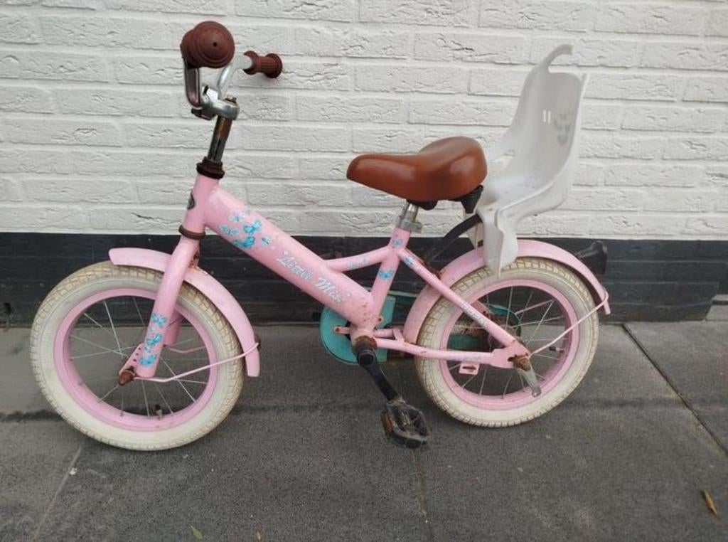Roze Popal kinderfiets fiets 14 inch, Ophalen, Gebruikt, Terugtraprem, Minder dan 16 inch