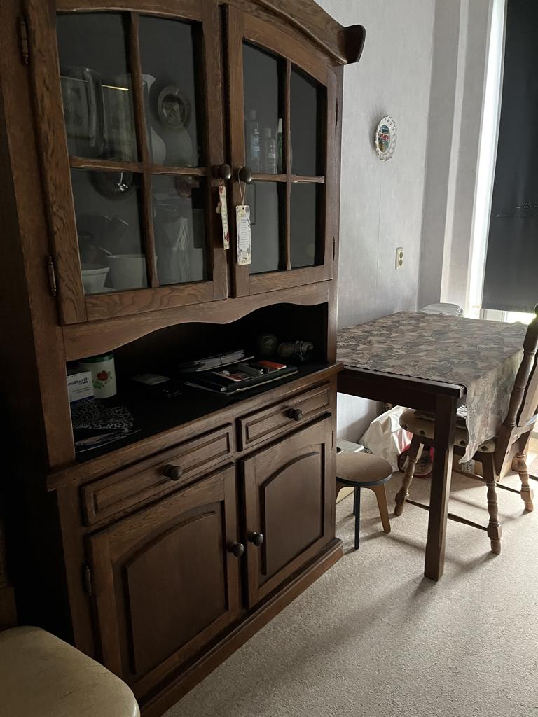 Vitrinekast en Eethoek, Huis en Inrichting, Kasten | Vitrinekasten, Ophalen, Glas, Gebruikt, Vintage