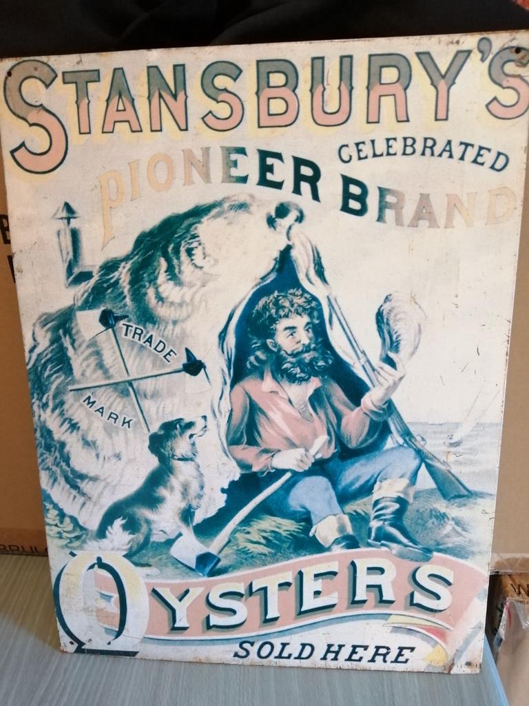 Oude amerikaanse metalen originele reclame bord 40x30 cm, Reclamebord, Gebruikt, Ophalen of Verzenden, X