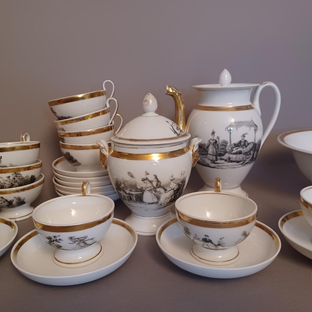 Empire koffie servies Vieux Brussels of Vieux Paris 1830, Antiek en Kunst, Ophalen of Verzenden