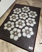 Aabe vintage wollen deken – retro bloemen plaid – design, Ophalen of Verzenden, Gebruikt