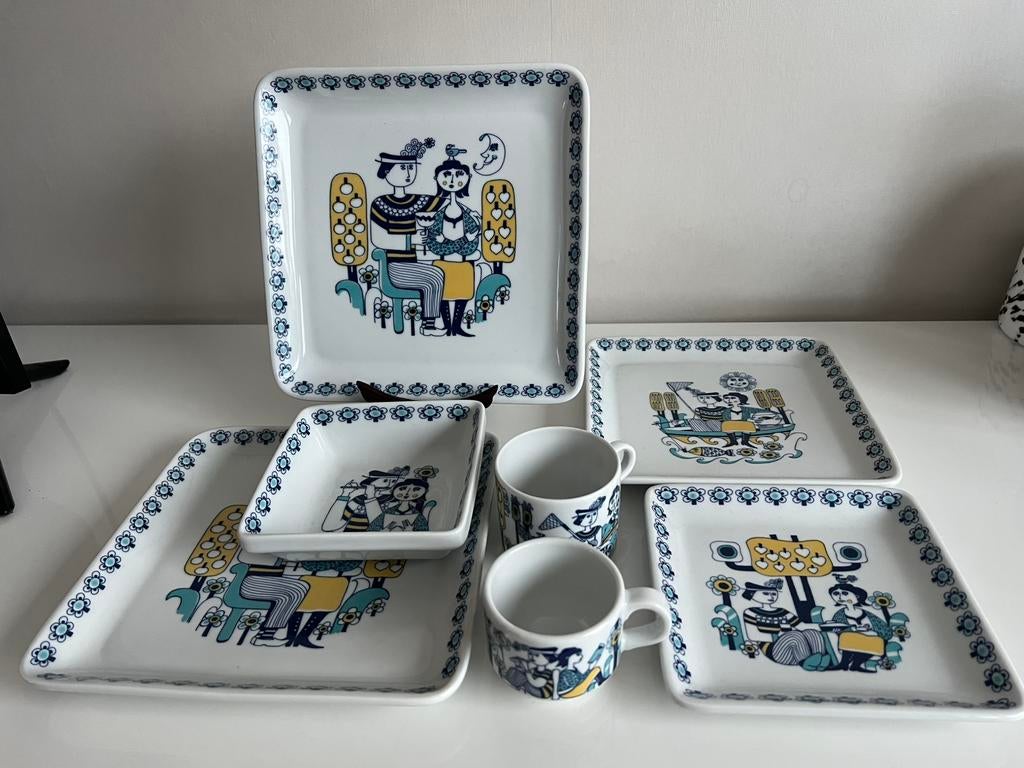 7-delig Servies Mosa Jef Schijns Jeunesse Schalen Kopje 60’s, Ophalen of Verzenden, Zo goed als nieuw, Bord