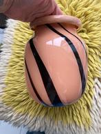 Kwantum Vaas met Zwarte Strepen - Perzikkleurig Glas, Overige kleuren, Ophalen of Verzenden, Minder dan 50 cm, Glas