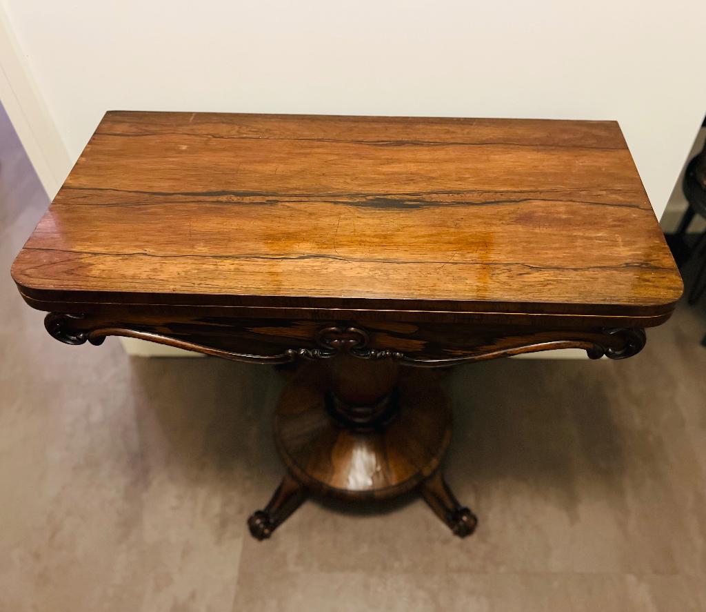 Mahonie kaarttafel cq sidetafel, Antiek en Kunst, Ophalen
