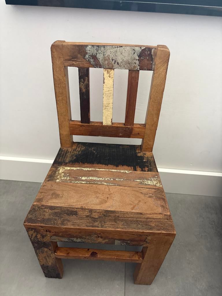 Unieke houten kinderstoel - Gerecycled hout, Kinderen en Baby's, Kinderstoelen, Ophalen of Verzenden, Gebruikt, Overige typen