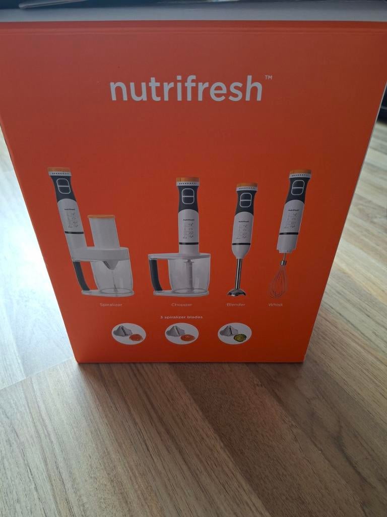 Nutrifresh 4-in-1 Spiraalsnijder Handblender 600W, Ophalen, Nieuw, Blender