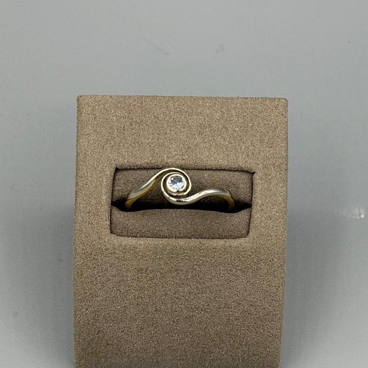 14KT GOUDEN BICOLOR RING MET TOPAAS, Sieraden, Tassen en Uiterlijk, Antieke sieraden, Ring, Goud, Ophalen of Verzenden