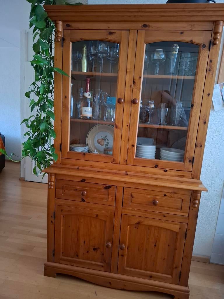 Vitinekast tweedelig grenenhout, Ophalen, Gebruikt, 200 cm of meer, Grenenhout