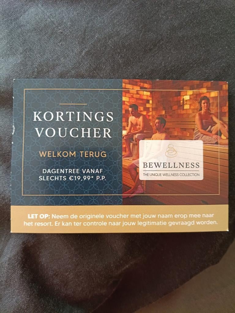 Kortingsvoucher bon Sauna wellness 19,99pp entree, Twee personen, Kortingsbon, Spa of Sauna
