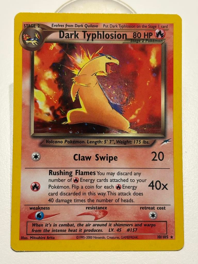 Dark Typhlosion Neo Destiny - Zeldzame Pokémonkaart, Ophalen of Verzenden, Zo goed als nieuw, Losse kaart, Foil