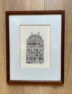 Ingelijste ets Rembrandthuis Amsterdam, Antiek en Kunst, Ophalen of Verzenden