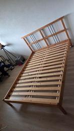 Stevig houten bedframe 140x200 met IKEA Sultan lattenbodems, Ophalen, Tweepersoons, 140 cm, Zo goed als nieuw