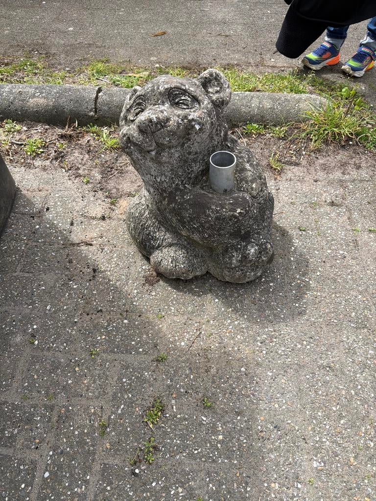 Parasolhouder Stenen beer, Tuin en Terras, Ophalen, Gebruikt, Beton, Dierenbeeld