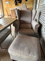 2 comfortabele oorfauteuils met hocker, Huis en Inrichting, Fauteuils, Ophalen of Verzenden, Zo goed als nieuw, Stof, 75 tot 100 cm