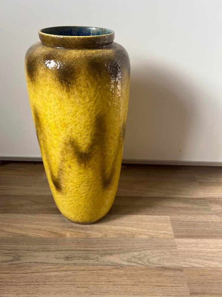 Vintage West-Germany vaas 2032/40, geel /bruin, Antiek en Kunst, Ophalen