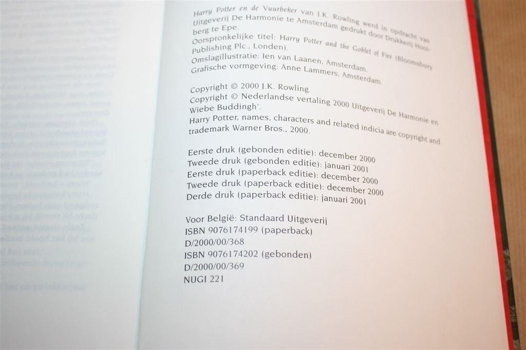 Harry Potter en de vuurbeker - Rowling - 2e geb. druk 2001, Verzamelen, N.v.t., N.v.t., Ophalen of Verzenden, Zo goed als nieuw